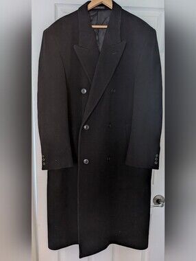 Men's Black Double-Breasted Pea Coat - Timeless Wool Blend